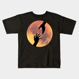 Full Moon with Helping Hands Silhouette Kids T-Shirt